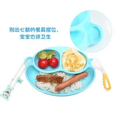 Manufactor Direct selling originality new pattern silica gel Dinner plate Integrated sucker silica gel Infants Complementary food Dinner plate