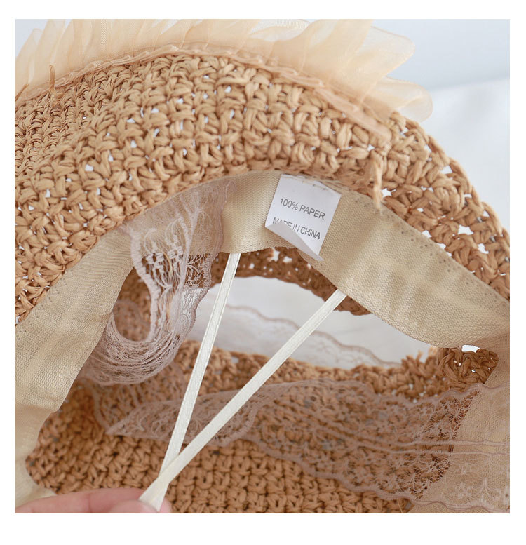 Fashion Lace Sunscreen Sunshade Empty Top Straw Hat display picture 2