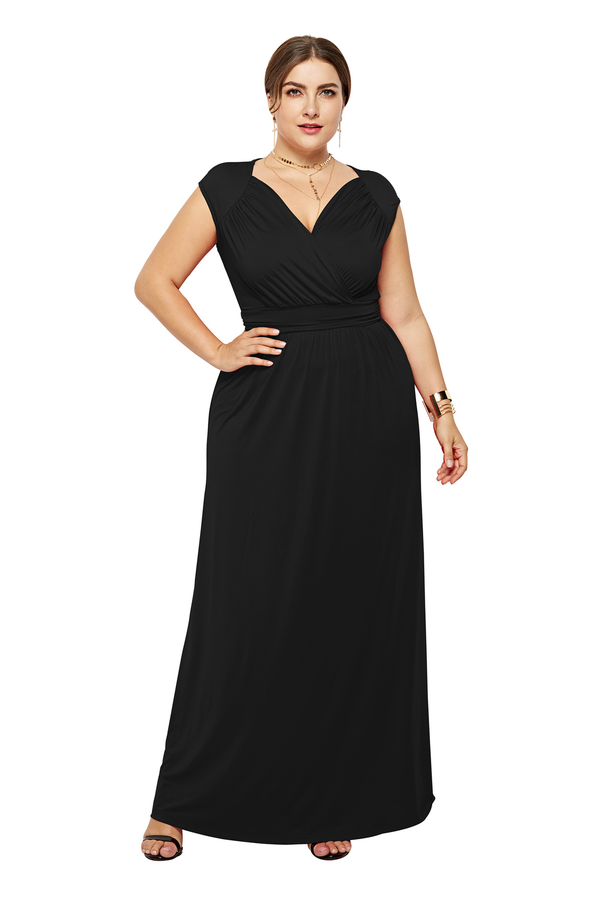 solid color slim sexy plus size dress NSLM33262