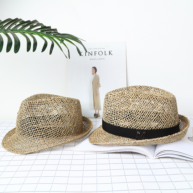 Sombrero de paja verano hueco sol sombrero moda hecho a mano hierba al aire libre que forma el sombrero octogonal sombrero al por mayor