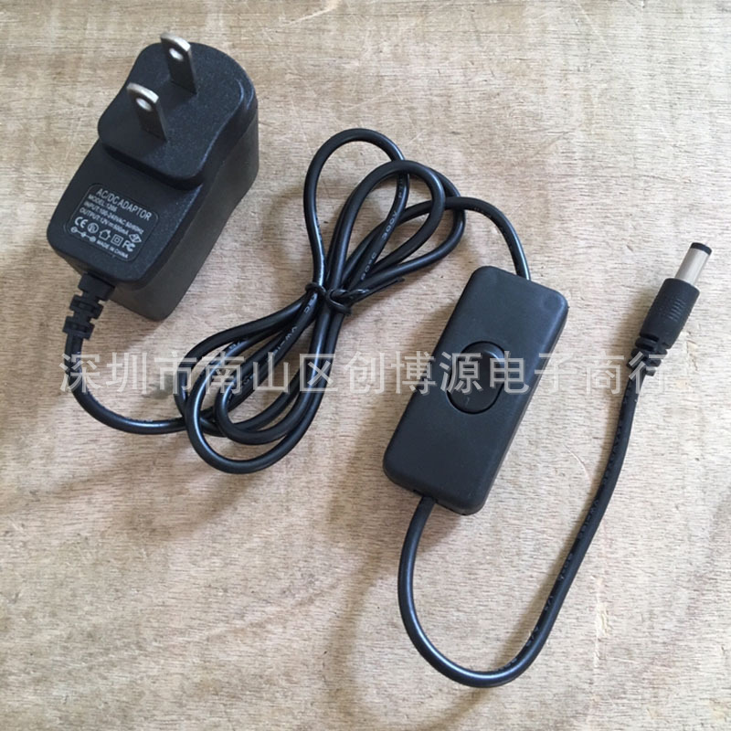 12V500MA带开关按钮电源 美规12V0.5A音响发光板路由器光纤猫电源