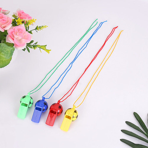 Plastic football whistle with rope, World Cup football referee whistle, cheering props, game whistle wholesale