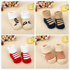 Striped terry socks children's socks boys girls baby pure cotton terry socks baby thickened warm socks wholesale