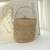 bucket Straw bag Raffia Lovely manual weave Chiang Mai on vacation portable Hand carry Little bag wholesale