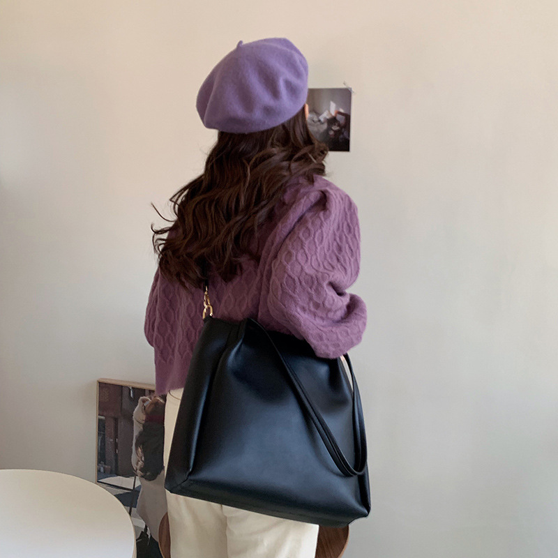 Damen Neue Mode Koreanische Ausgabe Tägliche Schulter Große Kapazität Einfache Tragetasche Student Handheld Umhängetasche_voghion.com