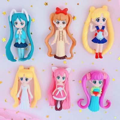 长发美少女蛋糕装饰公仔摆件卡通手办玩具生日烘焙装扮车载玩偶|ru