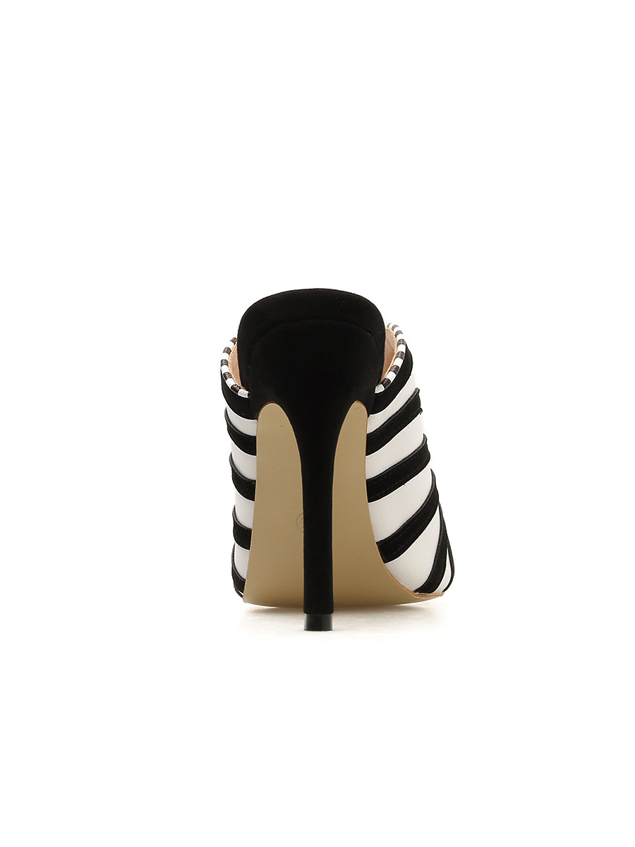 black and white stripes color matching sandals NSSO59524