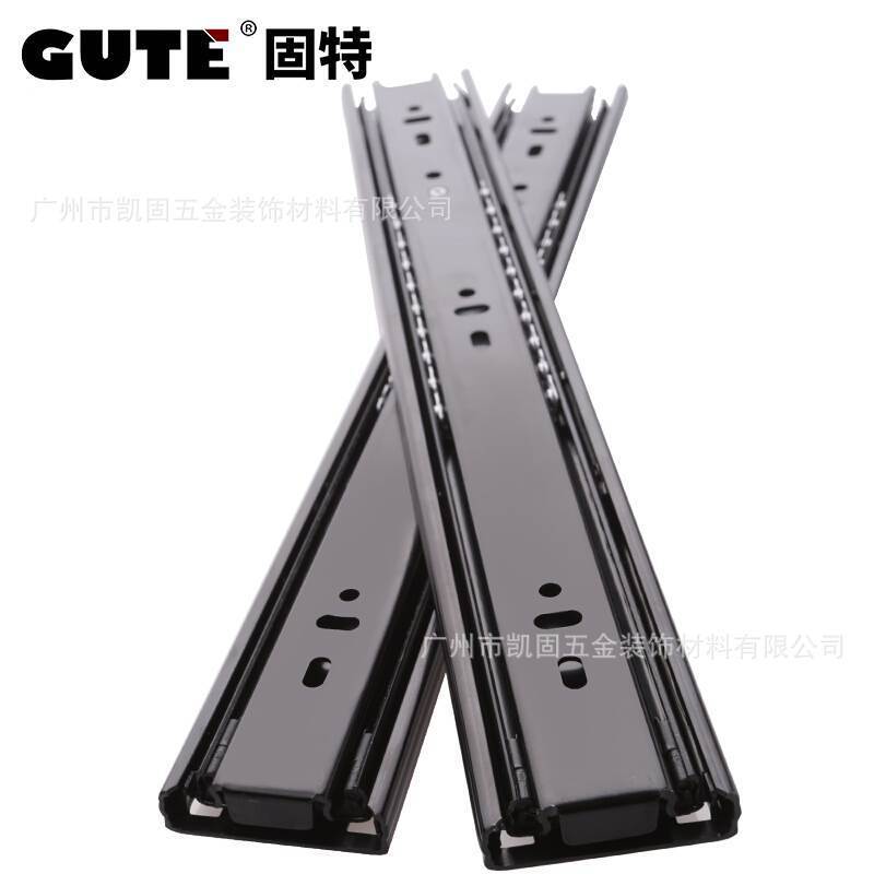Gute Thickened Drawer Guide Mute Three-section Rail Ball Trifold Track