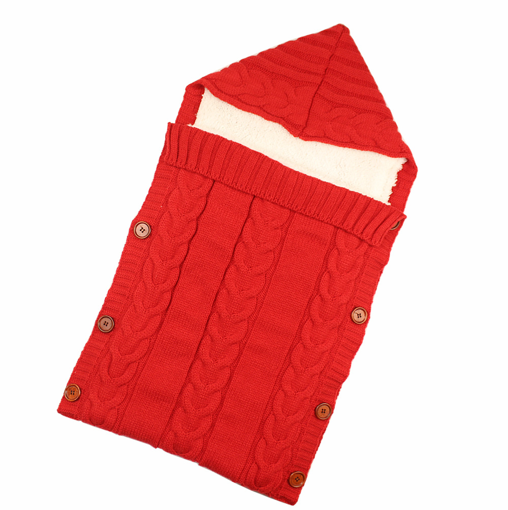 Warm Baby Blanket Knitted Newborn Swaddle Wrap Soft InfantSleeping Bag Footmuff Cotton Envelope For Stroller Accessories Blanket