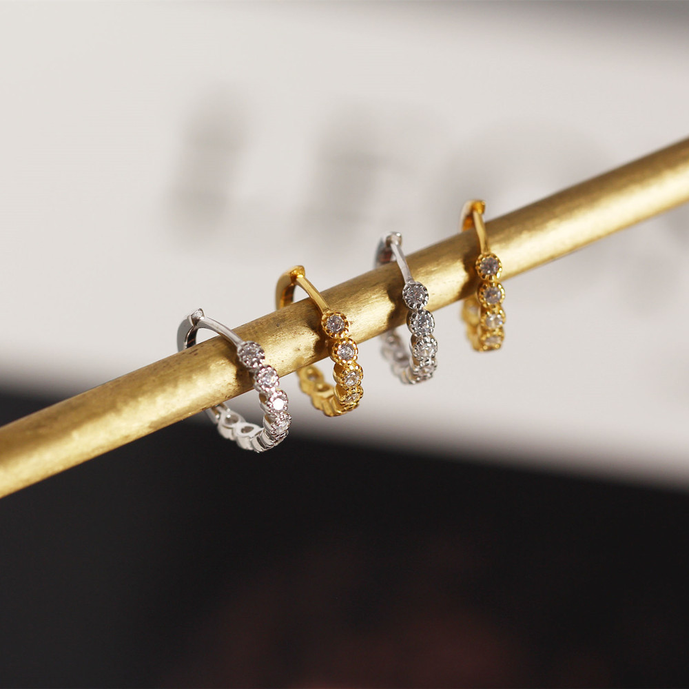 Geometric Fashion 925 Sterling Silver Gem Diamond Earrings display picture 3