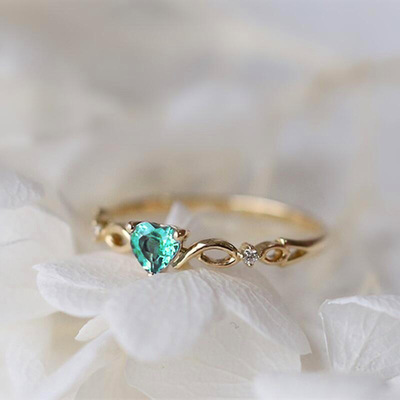 fashion peach heart copper ring love-shaped zircon ring fashion jewelry