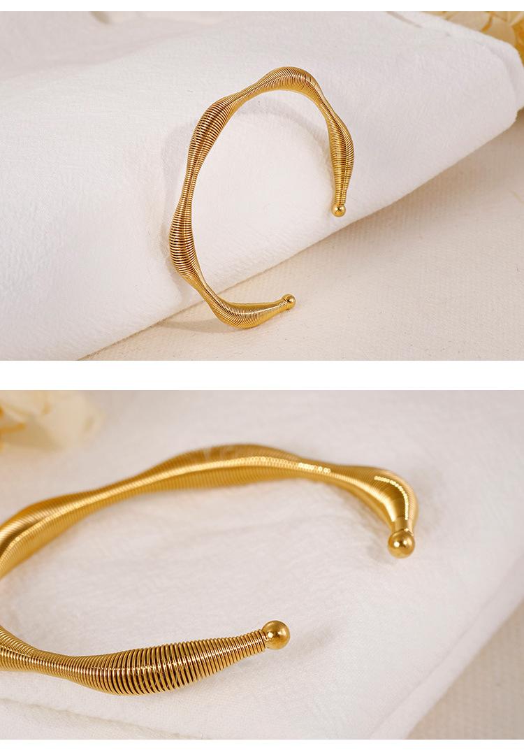 Geometric Pattern Women'S Gender Korean Spring Wire Exaggerated Titanium Steel Bracelet Fashion Titanium Steel Rose Gold Material Bracelet Factory In Stock Wholesale