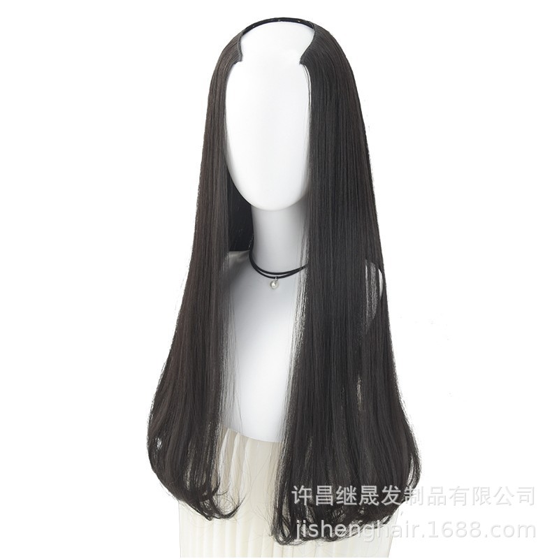 Factory Direct Supply Half Head U-shaped Wig Headgear Long Straight Wig Women's Wig Matte Realistic Mid-length Hair