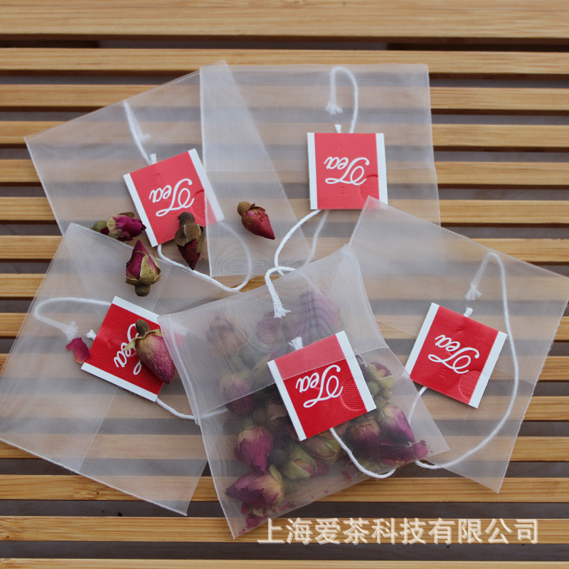尼龙带标签反折茶包袋 一次性过滤袋 花茶袋 空茶叶包装泡袋|ms
