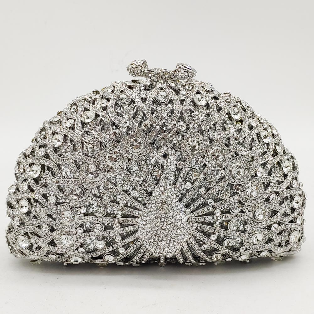 Fashion Women's Bag New Metal Peacock Dinner Bag Rhinestone Clutch Bag Ladies Evening Bag display picture 2