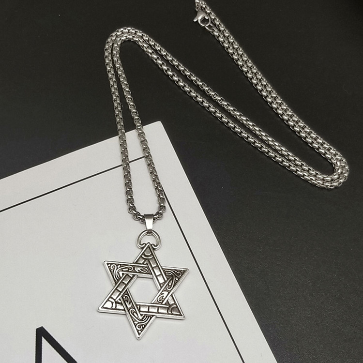 Six-pointed Star Necklace Titanium Steel Pendant For Couples_voghion.com