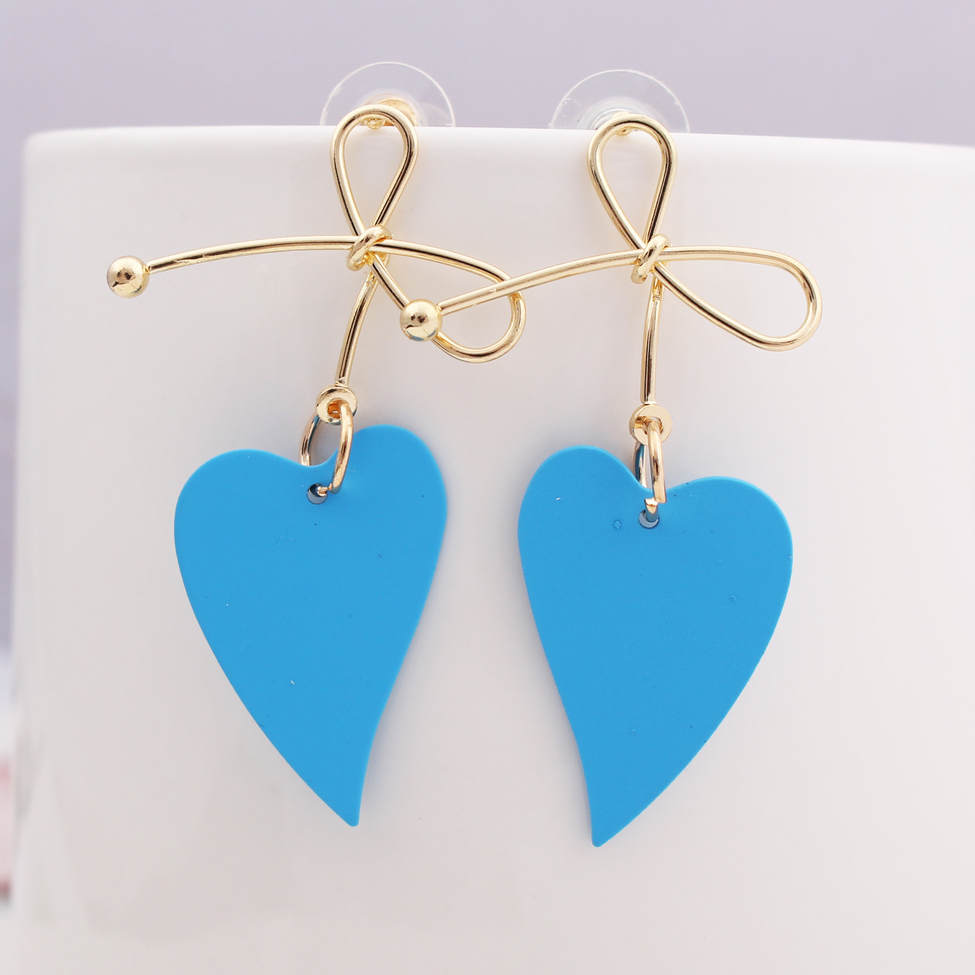 Women'S Gender Plating Design 1 Pair Fashion Heart Shape Bow Knot Alloy Plating Women's Drop Earrings