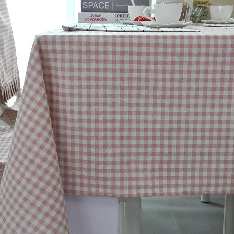 Net red girl heart cute tablecloth square home fabric cotton linen INS desk Japanese student grid