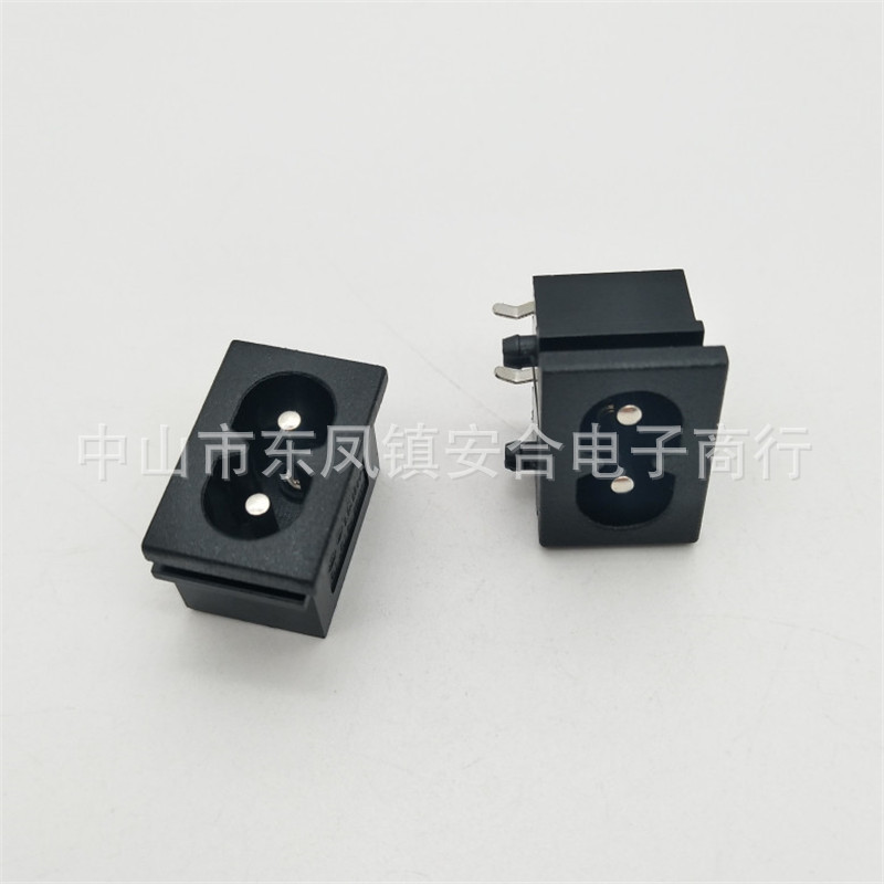 供应AC电源插座 梅花座 弯脚2孔音频音响插座  实芯针全铜插座