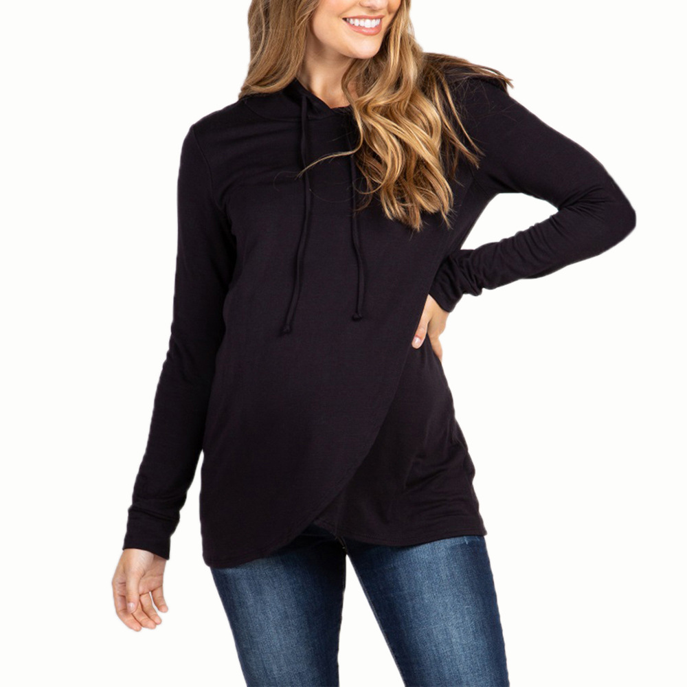 Long-Sleeved Hooded Breastfeeding Maternity Sweatshirt NSHYF116747