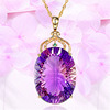 Crystal pendant, stone inlay with amethyst, Korean style, 750 sample gold