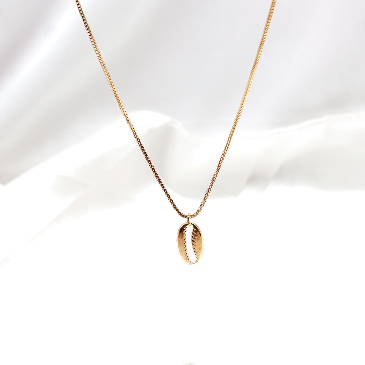 10g Weight Shell Inlay Material Vacation Shell Shell Alloy Box Chain Pendant Necklaces Wholesale
