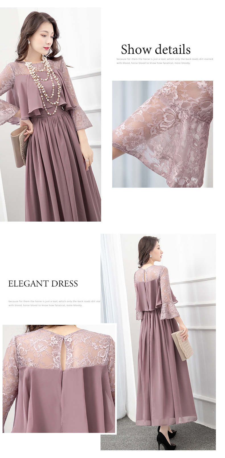 Evening dress long new Korean style banquet dress slimming AliExpress party host dress_senzul.com