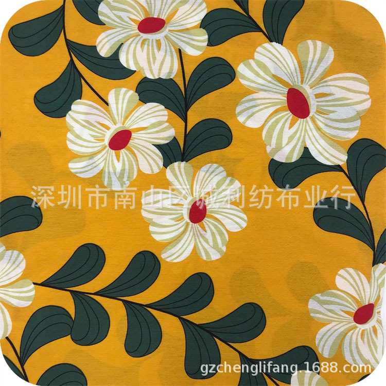 夏装连衣裙印花面料 童装上衣印花布 大花印花沙滩裤热带雨林风格