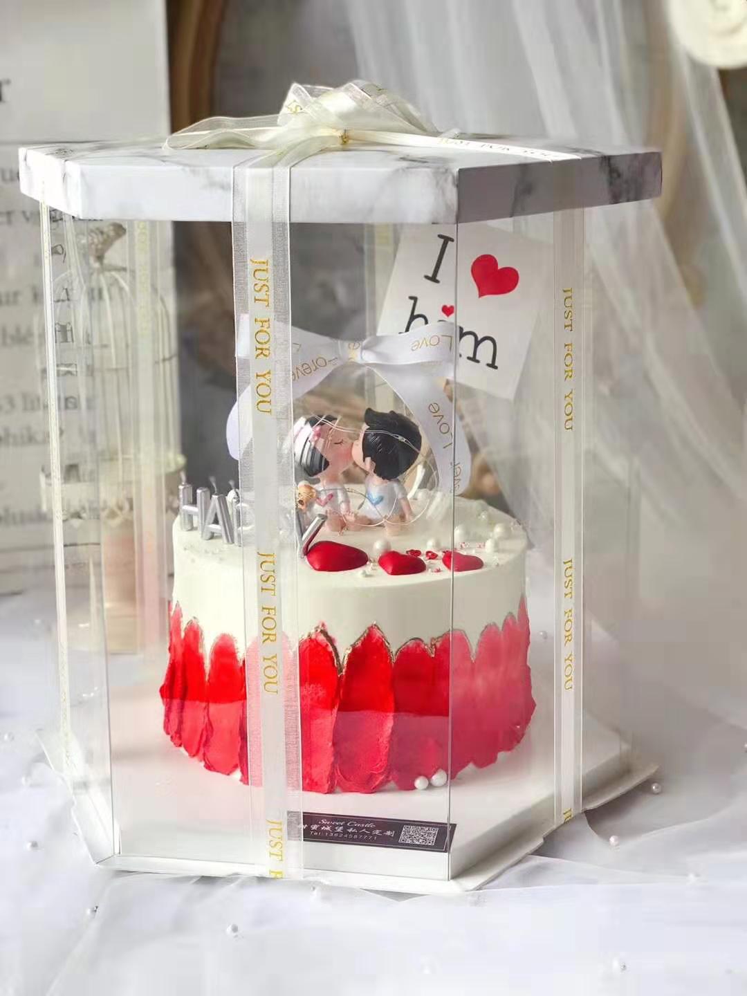 厂家直销透明生日蛋糕盒子6/8/10寸12寸单双层加高批发可加印logo