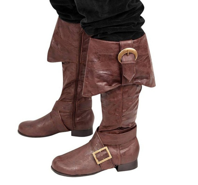 Long Cylinder Boots Round Head Knight Boots Low-heeled Belt-buckle