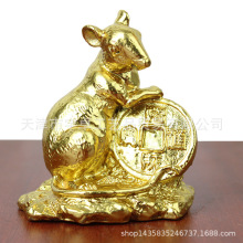 宇卓铜器 纯铜鼠黄铜生肖鼠贴金生肖鼠鎏金生肖鼠工艺品摆件