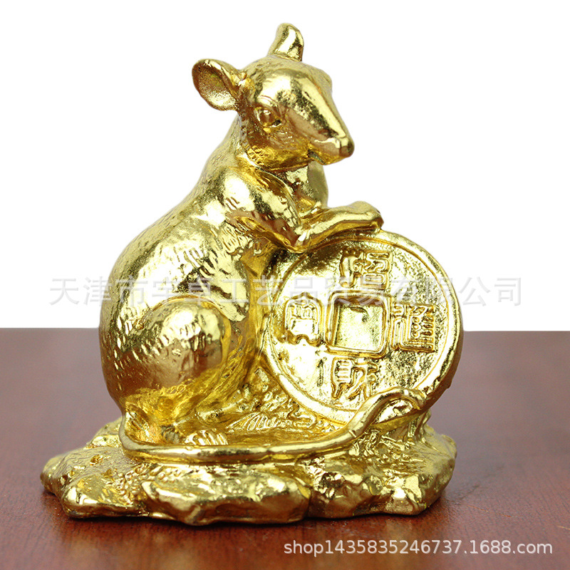 宇卓铜器 纯铜鼠黄铜生肖鼠贴金生肖鼠鎏金生肖鼠工艺品摆件