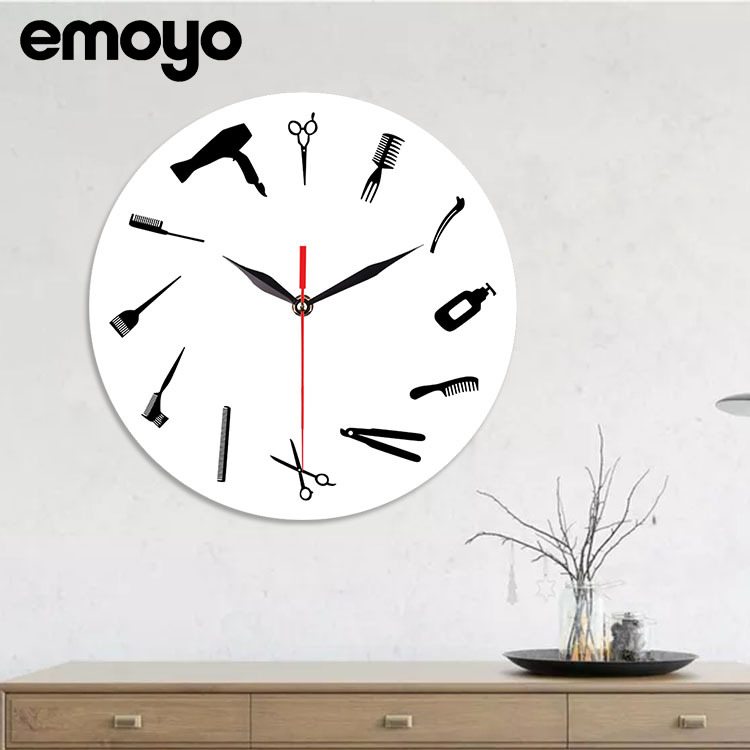 Acrílico mudo reloj decorativo dormitorio sala de estar herramientas de corte de pelo 12 pulgadas creativo personalidad simple reloj de pared