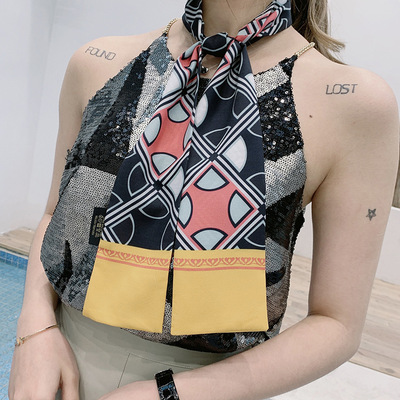 Korean Edition Strip Silk scarf have more cash than can be accounted for Versatile Silk scarf the republic of korea decorate Scarf Korean Edition scarf Banding