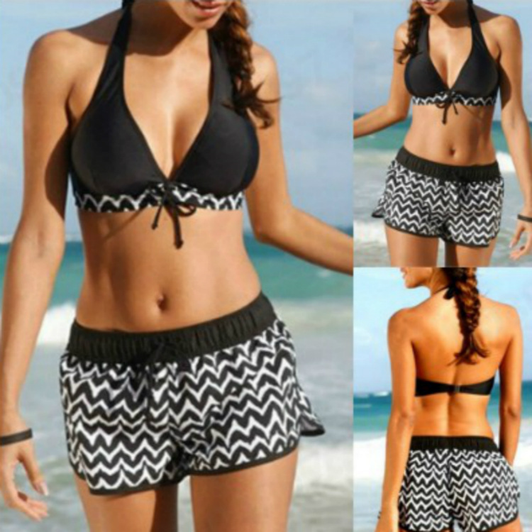 2020 Sawtooth Print Swimwear European and American Style Aliexpress Bikini Swimsuit Wholesale Sporty Fashion Sexy Two-Piece
