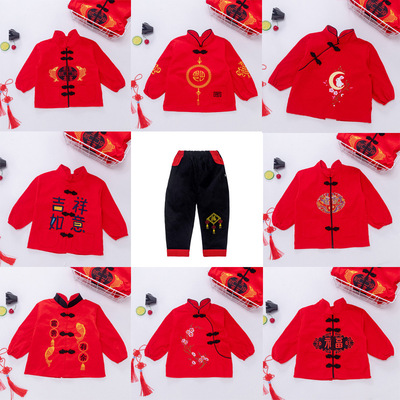 2020年喜庆唐装罩衣宝宝新年灯芯绒中国风婴儿1-3岁大红倒穿衫|ms