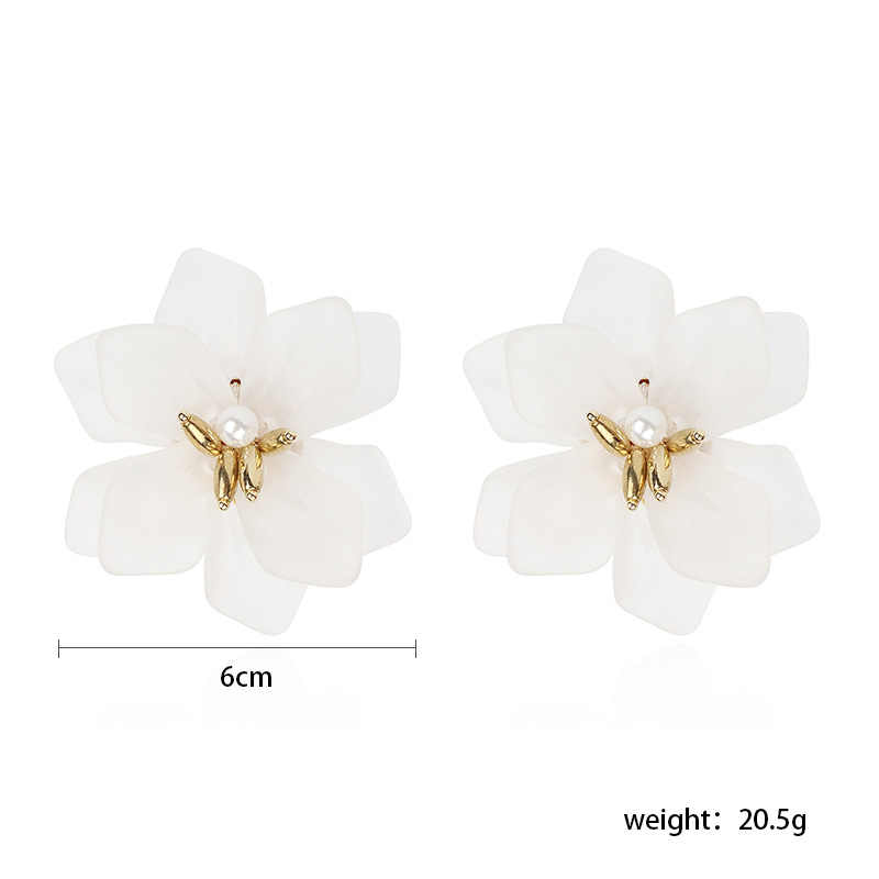 Korea White Frosted Resin Flower Bohemian Style Earrings Wholesale Nihaojewelry display picture 14
