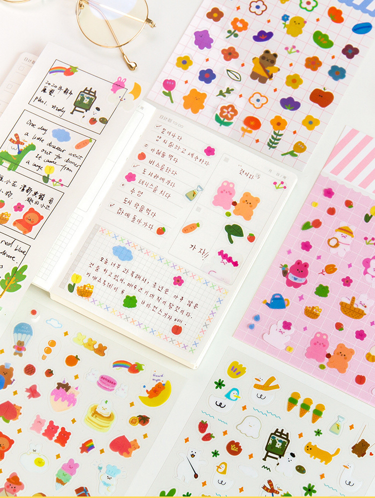15g Weight Stickers Stationery Type 1 Piece Quantity Korean Style Ins Cartoon Cute Soft Candy Bear Hand Ledger Sticker Creative Mobile Phone Decorative Material Transparent Waterproof Stickers