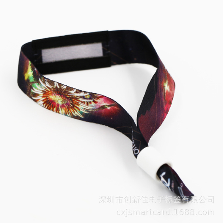 rfid织唛手腕带 倒刺防拆热转印手腕带音乐会展会等活动手环厂家