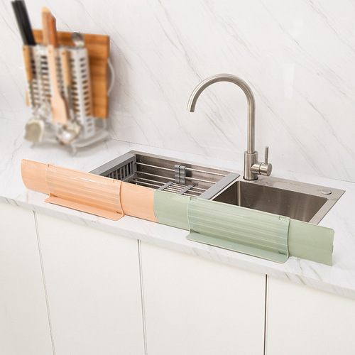 Home kitchen retractable sink water retaining plate countertop sink wash basin suction cup anti-splash water fence oil barrier board