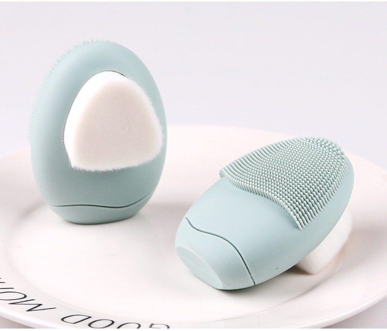 Pebbles Double-sided Soft Haired Silicone Face Wash Artifact Deep Cleansing Facial Brush display picture 9