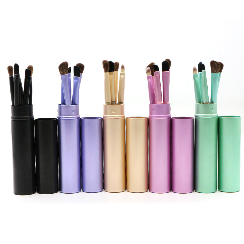 Mode Portable Horsehair Lidschatten Make-up Pinsel Make-up Tools 5-teiliges Set display picture 1