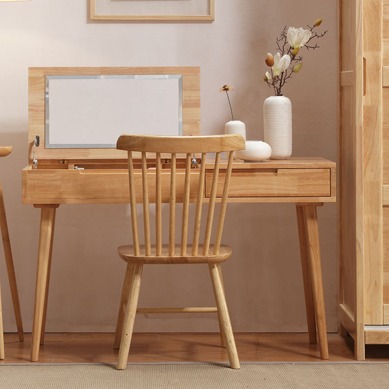 北欧简约全实木多功能化妆桌子小户型翻盖橡木梳妆台卧室家具组合