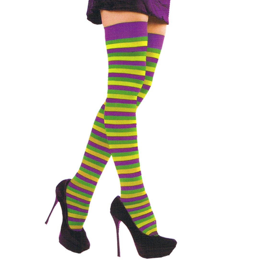 Cross border Specifically for Carnival Tricolor stripe long and tube-shaped Silk stockings Striped socks Olivine Tricolor stripe Knee socks