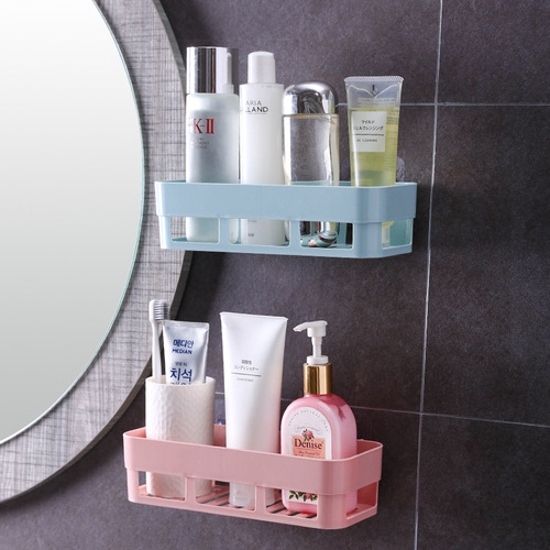 Bathroom traceless hole-free wall-mounted storage rack Kitchen sink plastic hollow drain storage rack