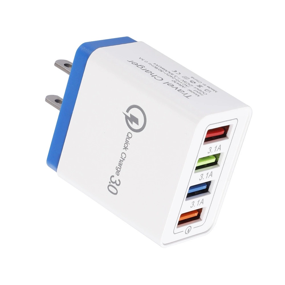 4USB Color 3A Mobile Tablet Charging Head European Standard Travel Charger Goods_voghion.com