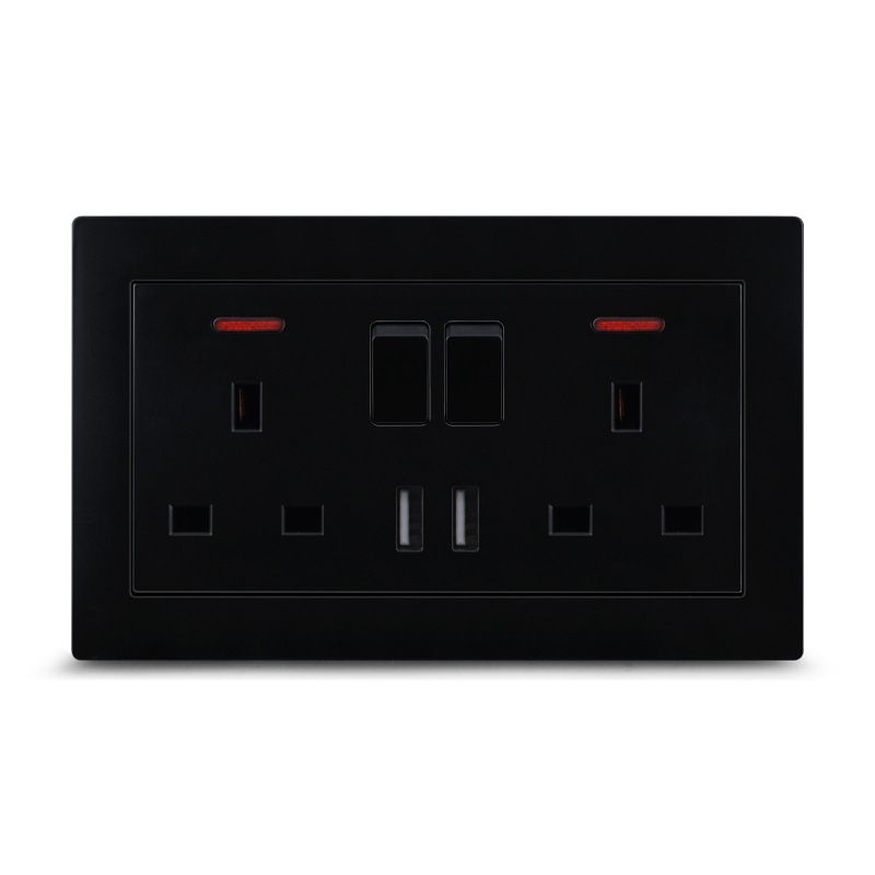 外贸出口英式香港式的146双开关插座联13A双USB开关插座