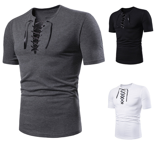Short-sleeved T-shirt Men’s Wear Pure-color Large-body Neckband  