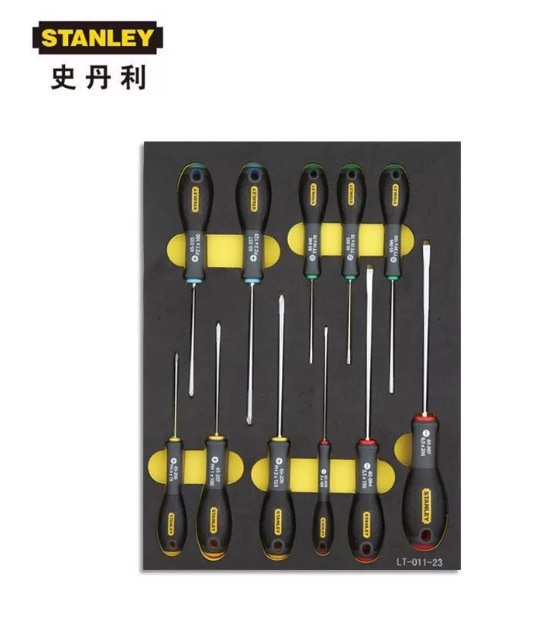 史丹利工具 11件套 三色柄螺丝批工具托LT-011-23
