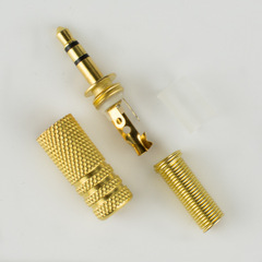 3.5mm audio soldering male connector phone headset plug gold-plated tip 3.5mm headphone wiring connector dual sound